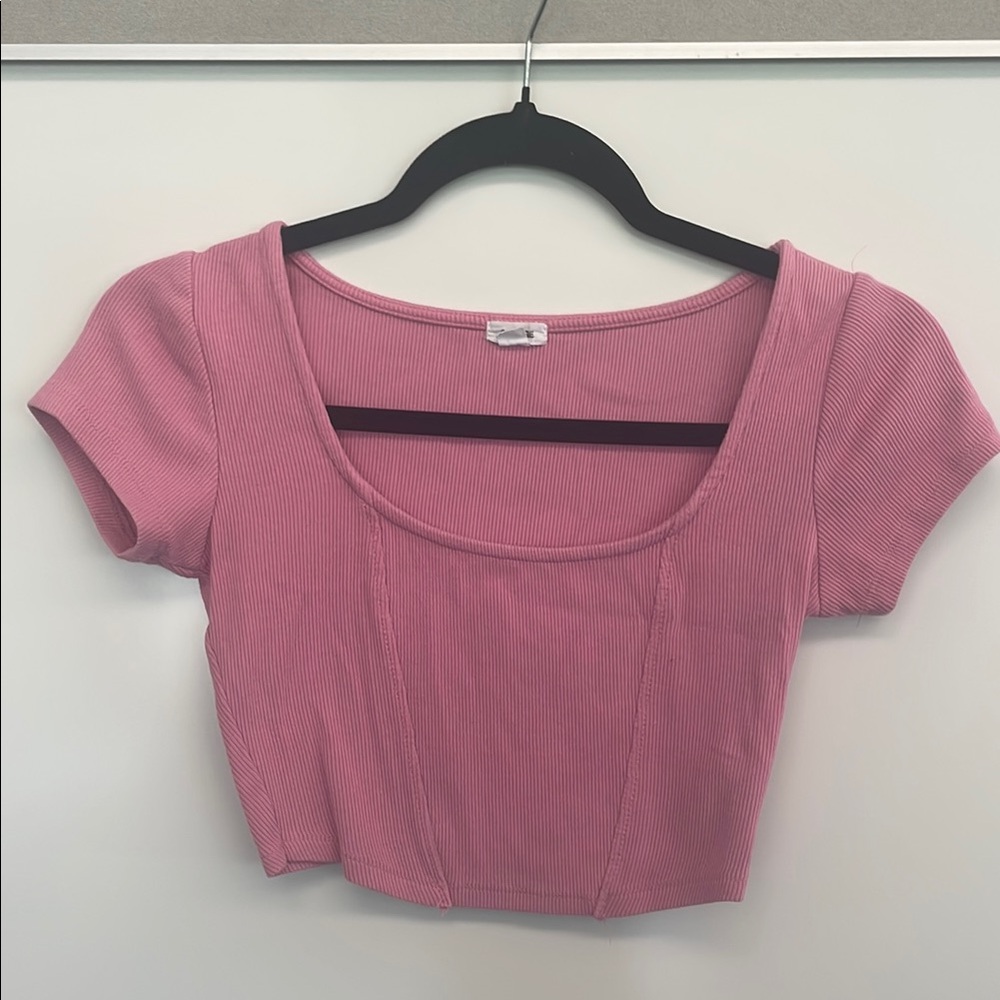 Garage Pink Crop Top Short Sleeve Fitted